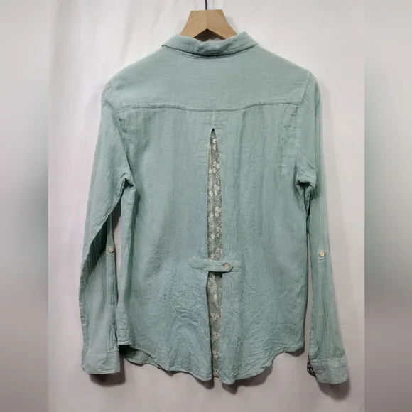 Isabella Sinclair Popover Shirt Womens M Green  Boho Retro 90s Y2K Casual Comfy - Picture 7 of 11